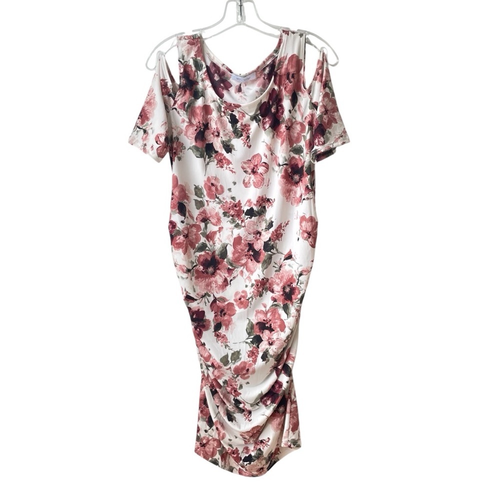 My Bump Maternity Harley Floral Bodycon Dress Cold Shoulder Short Sleeved XL